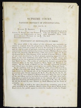 Item #005104 William M. Kennedy, vs. Samuel T. Bodine and the Commissioners and Inhabitants of...