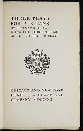 Item #005222 Three Plays for Puritans by Bernard Shaw: Being the Third Volume of His Collected...