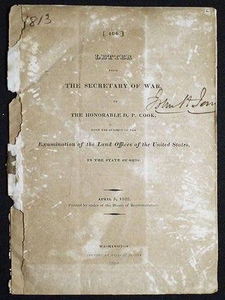 Item #005225 Letter from the Secretary of War, to the Honorable D.P. Cook, upon the subject of...