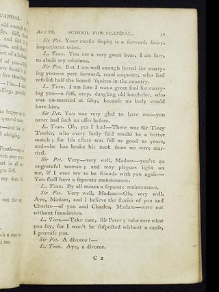 The School for Scandal: A Comedy; By R.B. Sheridan, Esq.; Adapted for theatrical representation, as performed at the Theatre-Royal, Drury-Lane; Regulated from the prompt-book, by Permission of the Managers
