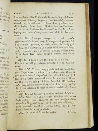 The Rivals: A Comedy; By R.B. Sheridan, Esq.; Adapted for theatrical representation, as performed at the Theatre-Royal, Drury-Lane; Regulated from the prompt-book, by Permission of the Managers