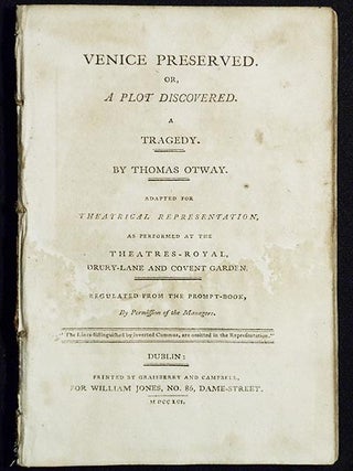 Item #005250 Venice Preserved; or, A Plot Discovered: A Tragedy by Thomas Otway; Adapted for...