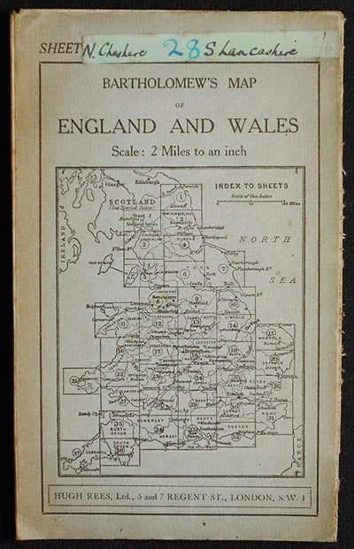 Item #005309 Bartholomew's "Half-Inch to Mile" Map of England & Wales: Sheet 8 Merseyside [Liverpool to Manchester]
