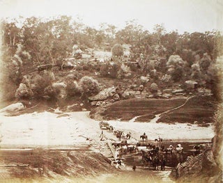 Item #005408 Rural Australian Scene at a River Crossing: Men, Women with Parasols, Carriage with...