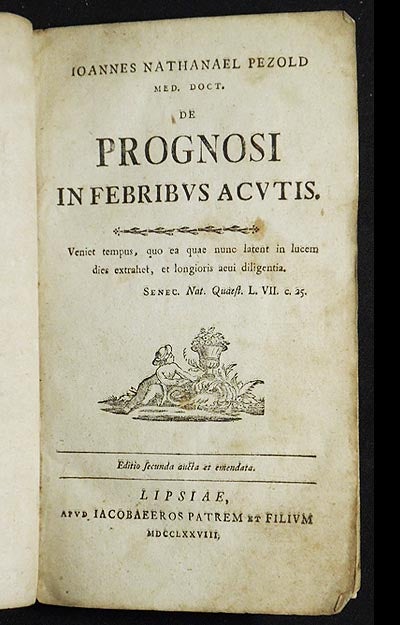Item #005553 Ioannes Nathanael Pezold de Prognosi in Febribus Acutis. Johann Nathanael Pezold.