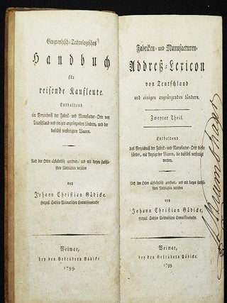 Item #005556 Fabriken- und Manufacturen- Address-Lexicon von Teutschland und einigen...