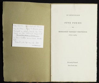 Five Poems by Margaret Ridgely Partridge 1872-1963