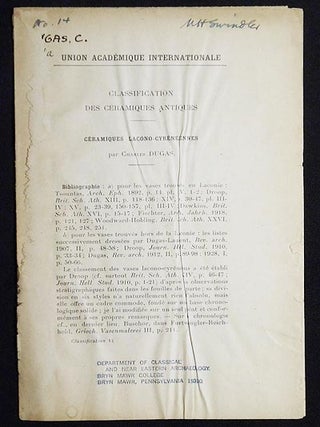 Item #005822 Céramiques Lacono-Cyrénéennes. Charles Dugas