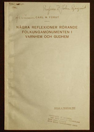 Item #005823 Nagra Reflexioner Rörande Folkungamonumenten i Varnem och Gudhem. Carl M. Fürst