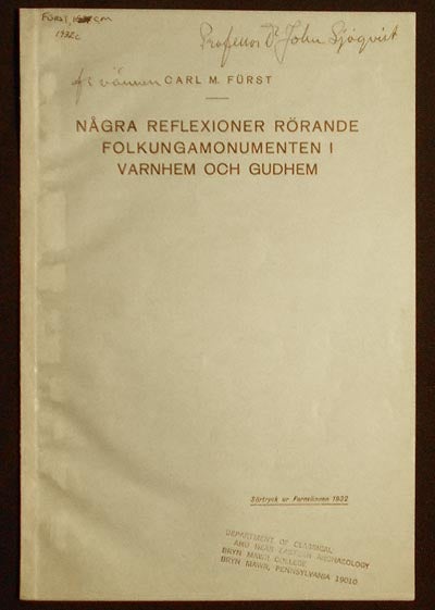 Item #005823 Nagra Reflexioner Rörande Folkungamonumenten i Varnem och Gudhem. Carl M. Fürst.
