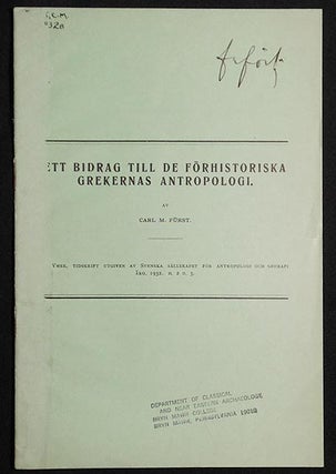 Item #005824 Ett Bidrag till de Förhistoriska Grekernas Antropologi: Ymer Tidskrift utgiven av...