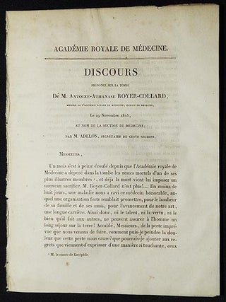 Item #005857 Discourse Prononcé sur la Tombe de M. Antoine-Athanase Royer-Collard, Membre de...