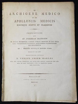 Item #005861 De Archigene Medico et de Apolloniis Medicis Eorumque Scriptis et Fragmentis:...