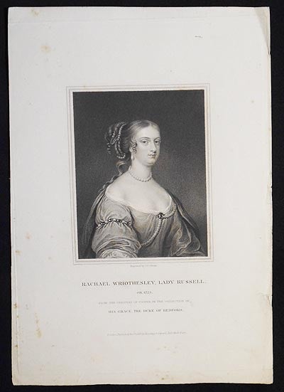 Item #005863 Rachael Wriothesley, Lady Russell ob. 1723; From the Original of Cooper in the Collection of His Grace the Duke of Bedford. John Cochran.
