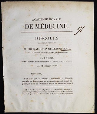 Item #005869 Discours Prononcé aux Funérailles de M. Louis-Augustin-Guillaume Bosc, Membre de...