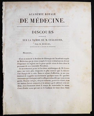 Item #005877 Discours Prononcé sur la Tombe de M. Cullerier, par M. Moreau, Secrétaire de la...