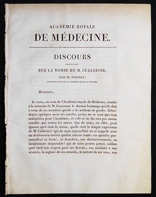 Item #005878 Discours Prononcé sur la Tombe de M. Cullerier, par M. Pariset, Secrétaire...