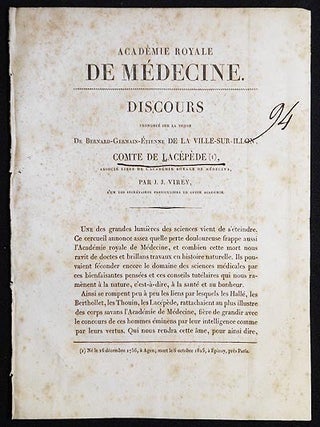 Item #005886 Discours Prononcé sur la Tombe de Bernard-Germain-Étienne de La Ville-sur-Illon,...