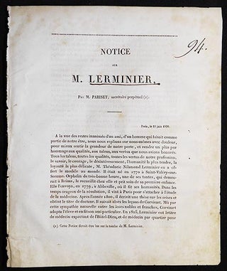 Item #005889 Notice sur M. Lerminier, par M. Pariset, Secrétaire Perpétuel par M. Pariset,...