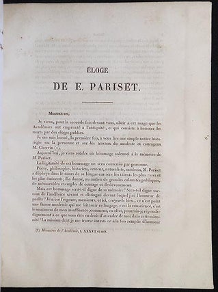Élogie de E. Pariset, par M. Fr. Dubois (d'Amiens), Secrétaire Perpétuel