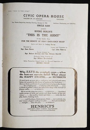 This Is the Army [program from stage performance at Civic Opera House, Chicago, Jan. 1943]