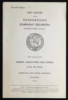 Item #006007 Roxborough Symphony Orchestra [program -- Feb. 6, 1943