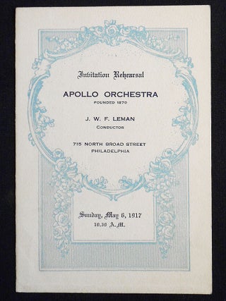 Item #006078 Apollo Orchestra program -- Conductor J. W. F. Leman