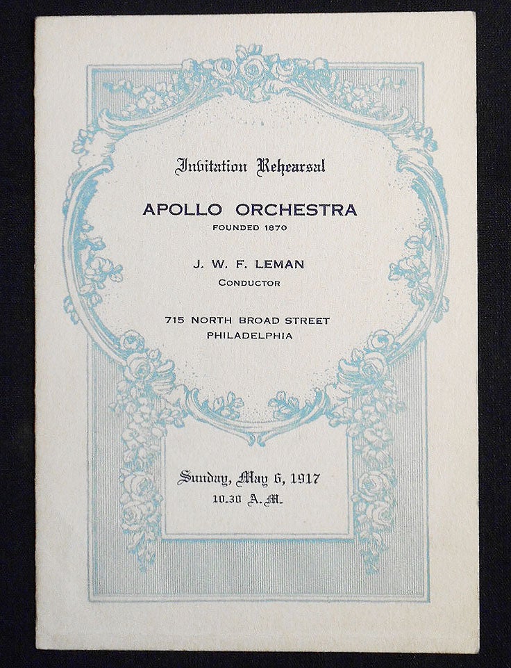 Item #006078 Apollo Orchestra program -- Conductor J. W. F. Leman