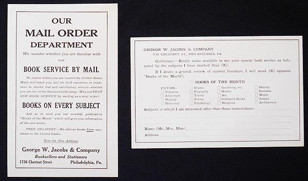 Item #006088 Advertising Inserts for George W. Jacobs & Co., Booksellers and Stationers
