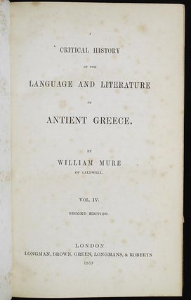A Critical History of the Language and Literature of Antient Greece vol. 4 [provenance: Winchester College]