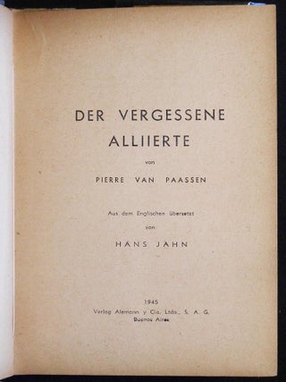 Der Vergessene Alliierte von Pierre van Paassen; Aus dem Englischen übersetzt von Hans Jahn