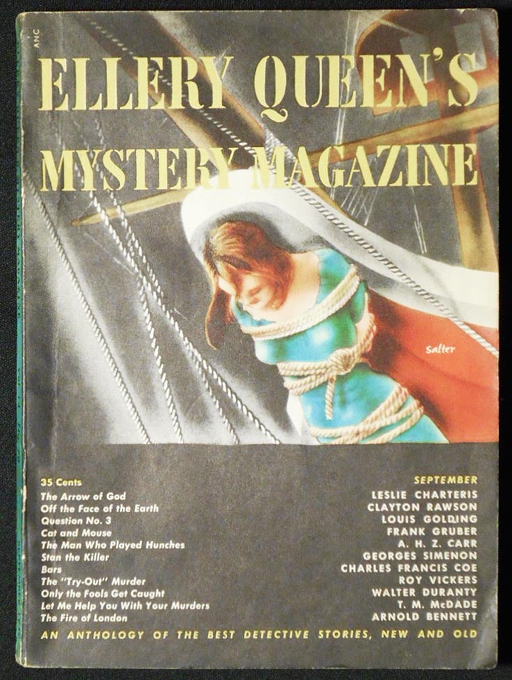 Item #006765 The Arrow of God [in Ellery Queen's Mystery Magazine vol. 14, no. 70 September 1949]. Leslie Charteris.