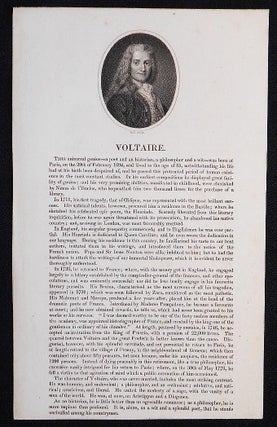 Item #006786 Voltaire [broadside with engraved portrait]. Nicolas de Largillière