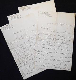 Item #006793 Handwritten letters on stationary of the Hotel Devon in Cape May, N.J., 1894. M. H....