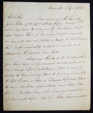Item #006803 Autograph letter signed, with engraved portrait of Teignmouth. John Lord Teignmouth