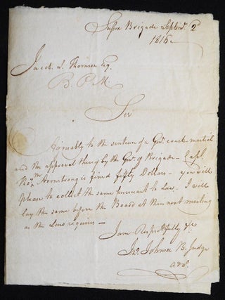 Item #006814 Autograph letter signed, to Jacob S. Thomson, Brigade Paymaster, regarding...