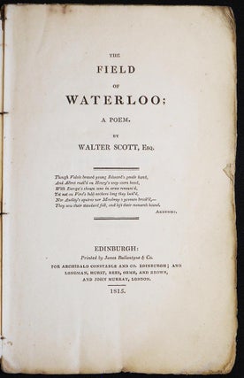 Item #006841 The Field of Waterloo: A Poem by Walter Scott. Walter Scott, Sir