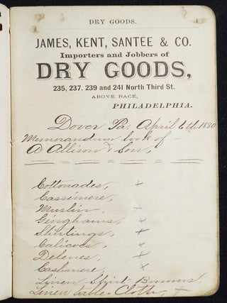 Memorandum Book of A. Allison & Son, Dover, Pa., 1880-1881