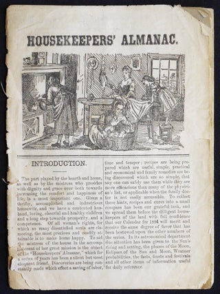 Item #006920 The Housekeepers' Almanac [for 1884