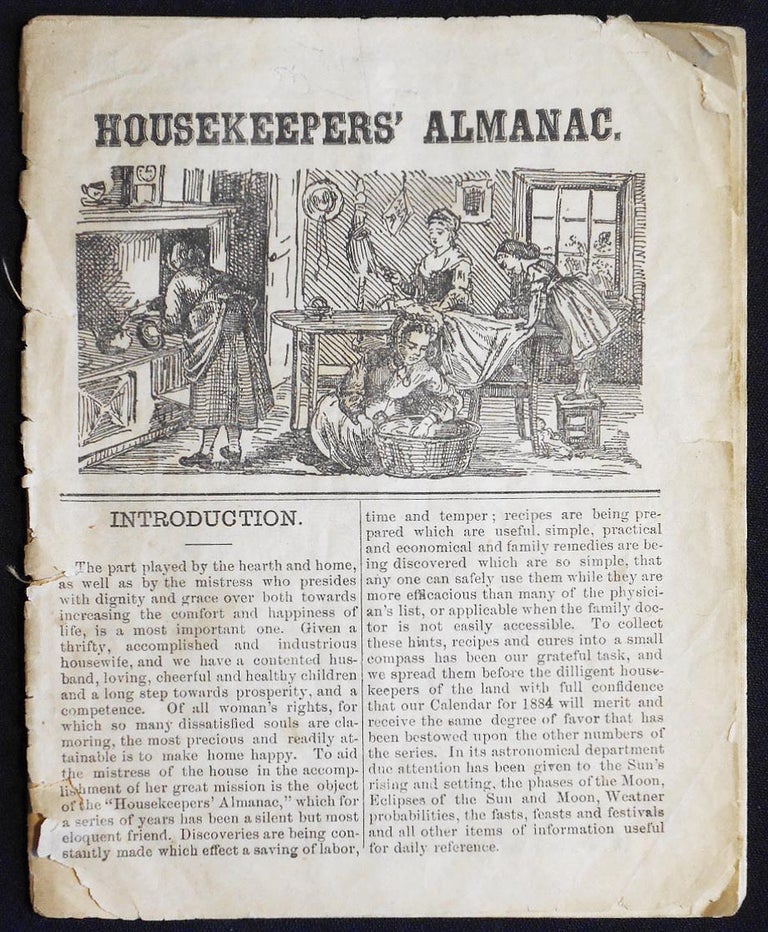 Item #006920 The Housekeepers' Almanac [for 1884]