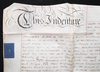 Item #006965 Vellum indenture of lease and release between Christopher Gullett of Exeter,...