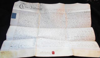 Vellum indenture of lease and release between Christopher Gullett of Exeter, gentleman, and the Rev. Saint Andrew Saint John, John Burton, and Ambrose Hall