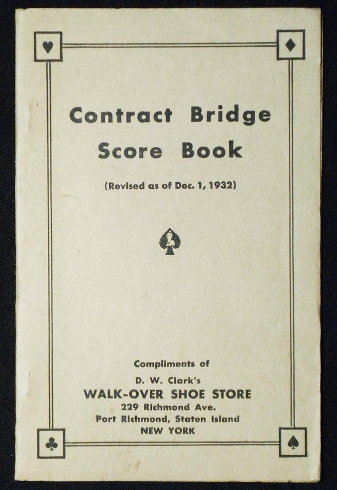 Item #006986 Contract Bridge Score Book Compliments of D. W. Clark's Walk-Over Shoe Store, Staten Island
