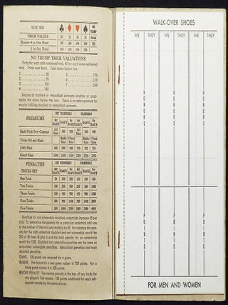 Contract Bridge Score Book Compliments of D. W. Clark's Walk-Over Shoe Store, Staten Island
