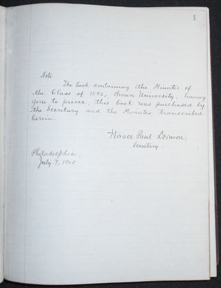 Handwritten Minutes of the Class of 1896, Brown University