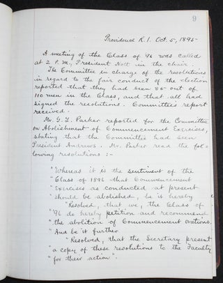 Handwritten Minutes of the Class of 1896, Brown University