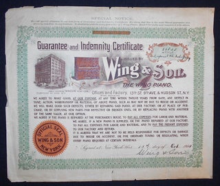 Item #007307 Guarantee and Indemnity Certificate Issued by Wing & Son