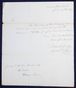 Item #007320 Autograph signed letter as Assistant Secretary of the Treasury to James McCubbin...