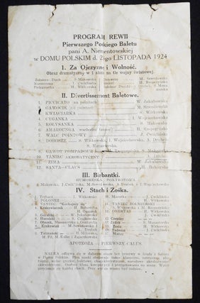 Item #007378 Program Rewii Pierwszego Poskiego Baletu pani A. Niementowskiej [Program from a...