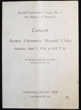 Item #007403 Concert Brown University Musical Clubs -- April 5, 1924 -- Twentieth Century Club,...